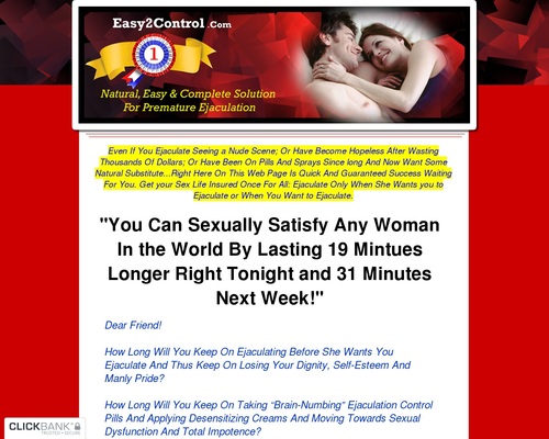 Easy2Control.Com/ Last Longer In Bed/Premature Ejaculation Help/ easy2control.com/dr. paulo amino's 25 methods