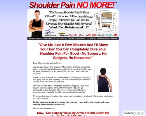 Shoulder Pain No More (tm): Top Shoulder Pain Healing Product On CB