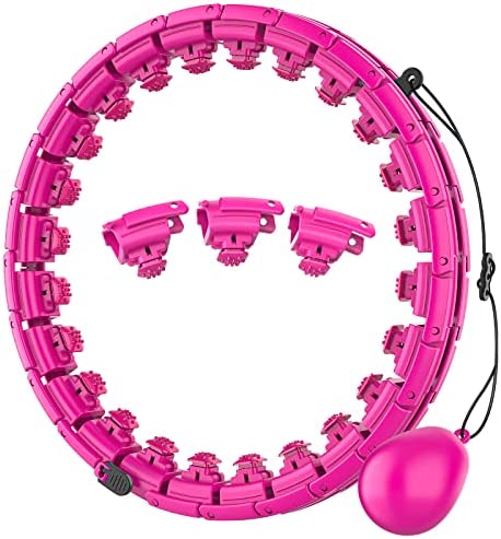 OPULEXX Smart Weighted Fit Hoop for Adults Weight Loss, 24 Sections Detachable Knots, 2 in 1 Adomen Fitness Massage, Suitable for Adults, Women, Men and Family, Great for Exercise and Fitness