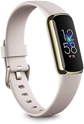 Fitbit Luxe Fitness and Wellness Tracker with Stress Management, Sleep Tracking and 24/7 Heart Rate, One Size S L Bands Included, Lunar White/Soft Gold Stainless Steel, 1 Count