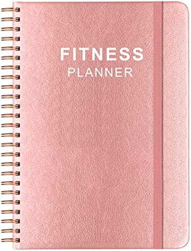 Fitness Journal for Women & Men - A5 Workout Journal/Planner to Track Weight Loss, GYM, Bodybuilding Progress - Daily Health & Wellness Tracker, PU Leather Cover, Pink