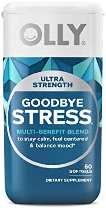 OLLY Ultra Strength Goodbye Stress Softgels, GABA, Ashwagandha, L-Theanine and Lemon Balm, Stress Relief Supplement - 60 Count