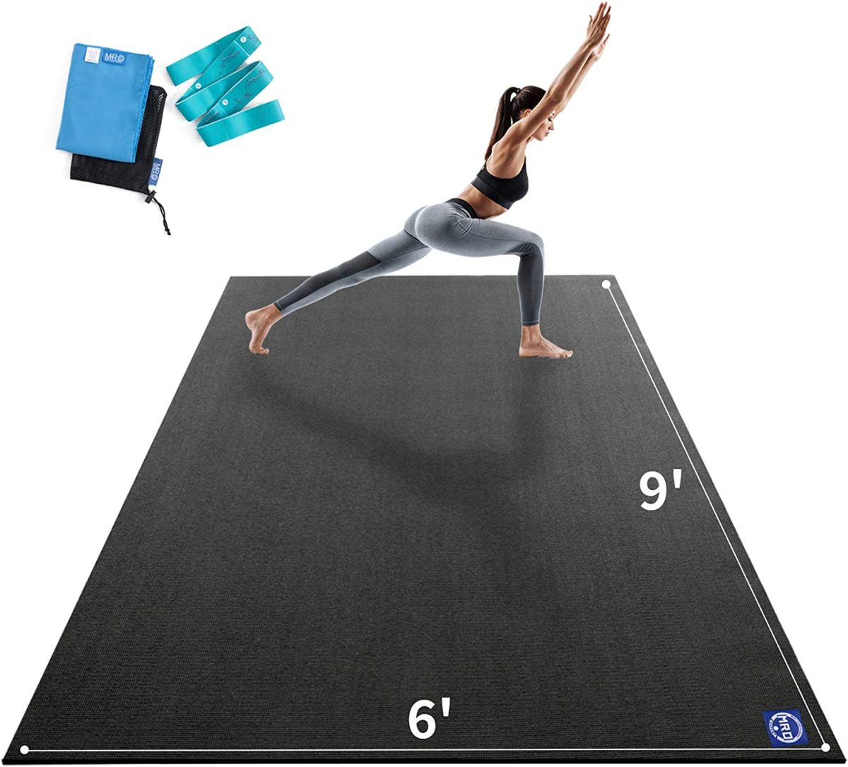 Premium Large Yoga Mat 9’x6’x9mm, Extra Wide and Thick Exercise Mats for Home Gym Workout, Move Freedom, Non-Slip, Soft for Women and Men Fitness, Eco-Friendly, Barefoot Only,108" x 72"